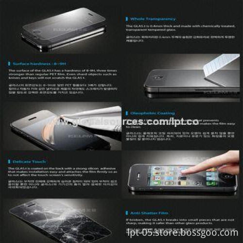Hot 9H Tempered-glass Film for iPhone 5C/4S/4 with 0.26mm Thickness
